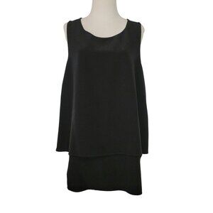 DG2 Diane Gilman Black Sleeveless Layered Top With Striped Side Detail XL
